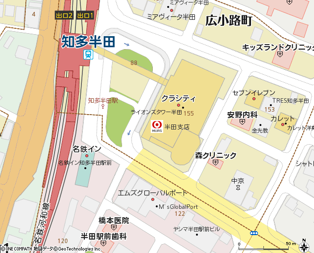 半田支店付近の地図